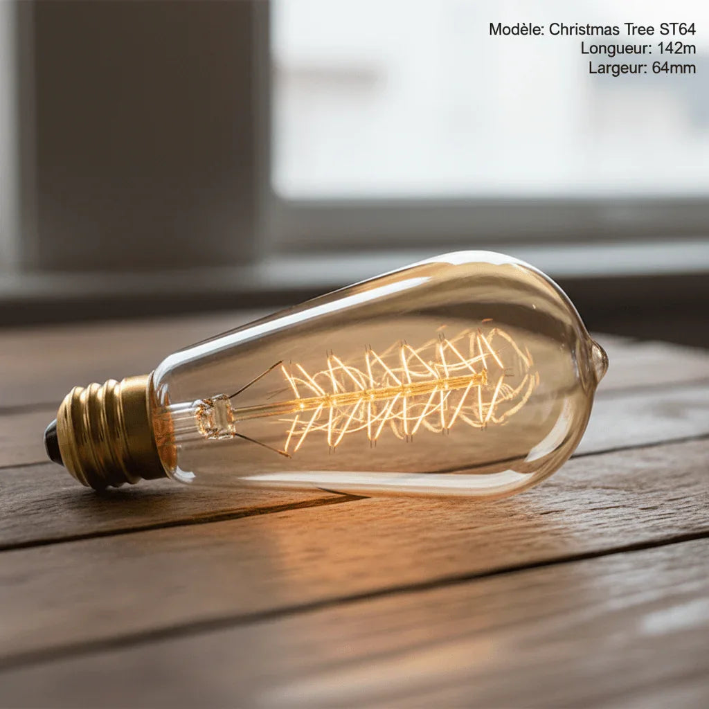 Ampoule vintage modèle ST64 en forme de sapin de noël