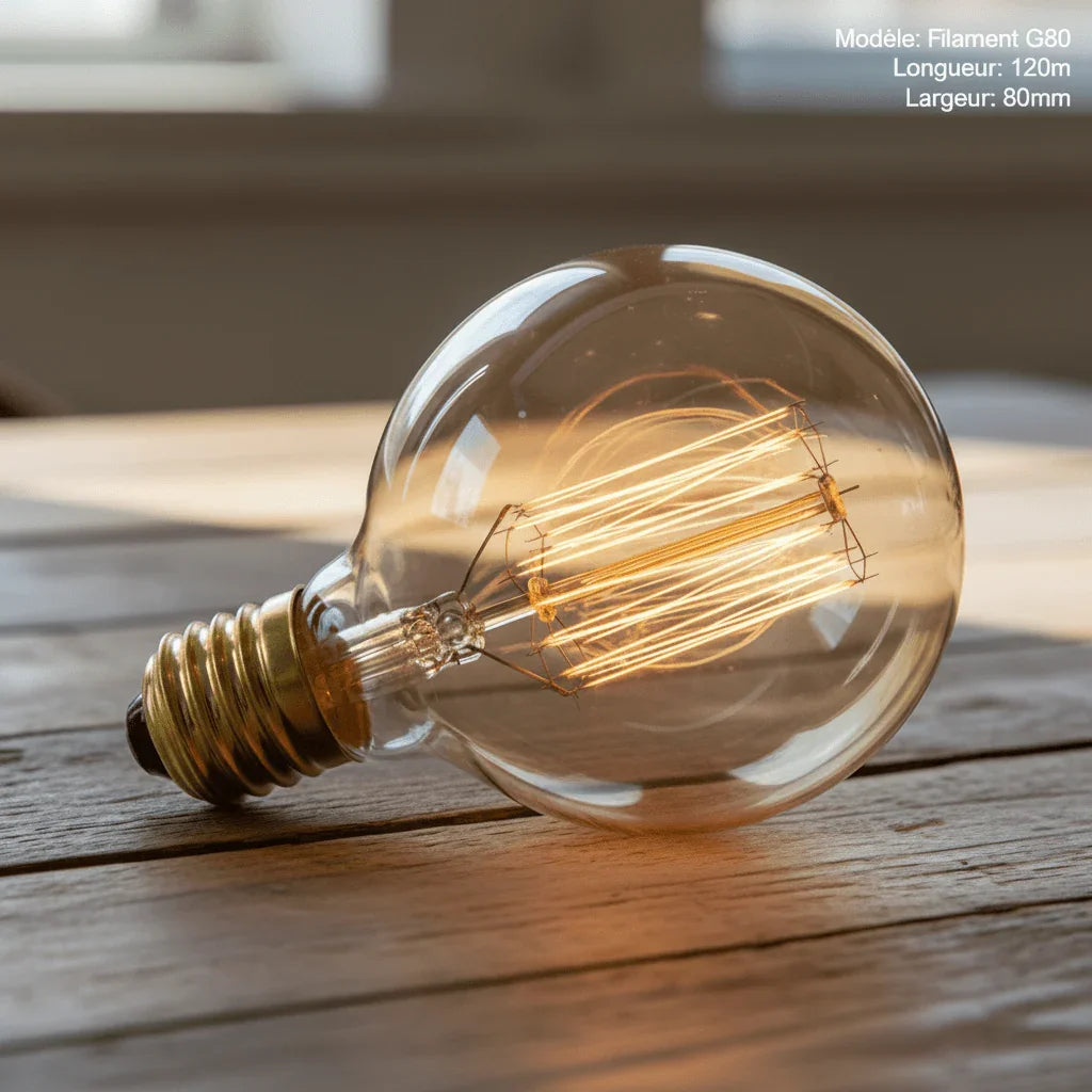Ampoule ronde rétro modèle filament G80