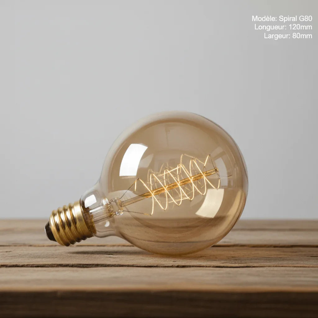 Ampoule ronde compatible culot E27 et filament G80