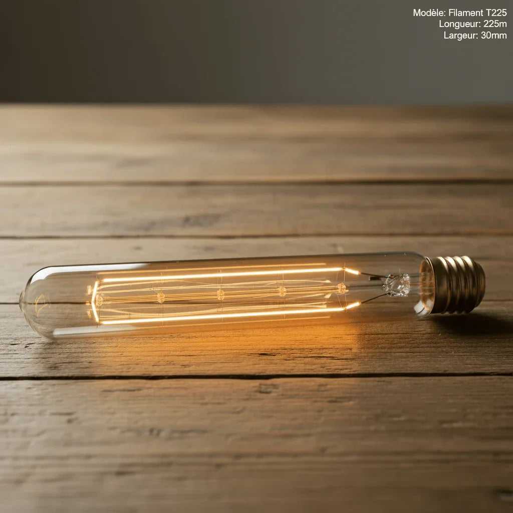Ampoule longue style rétro avec filament modèle T225